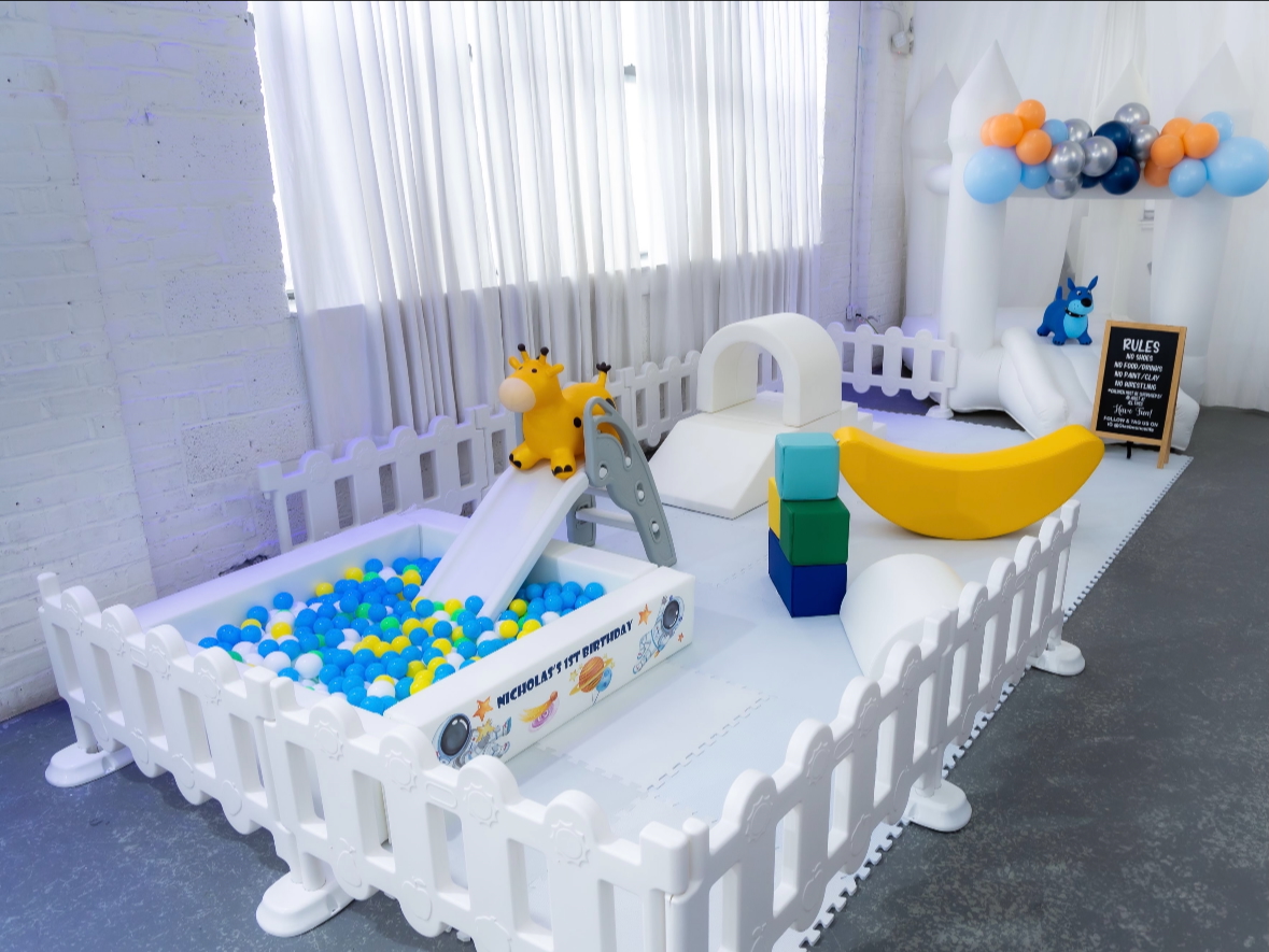 Neutral bounce house interior