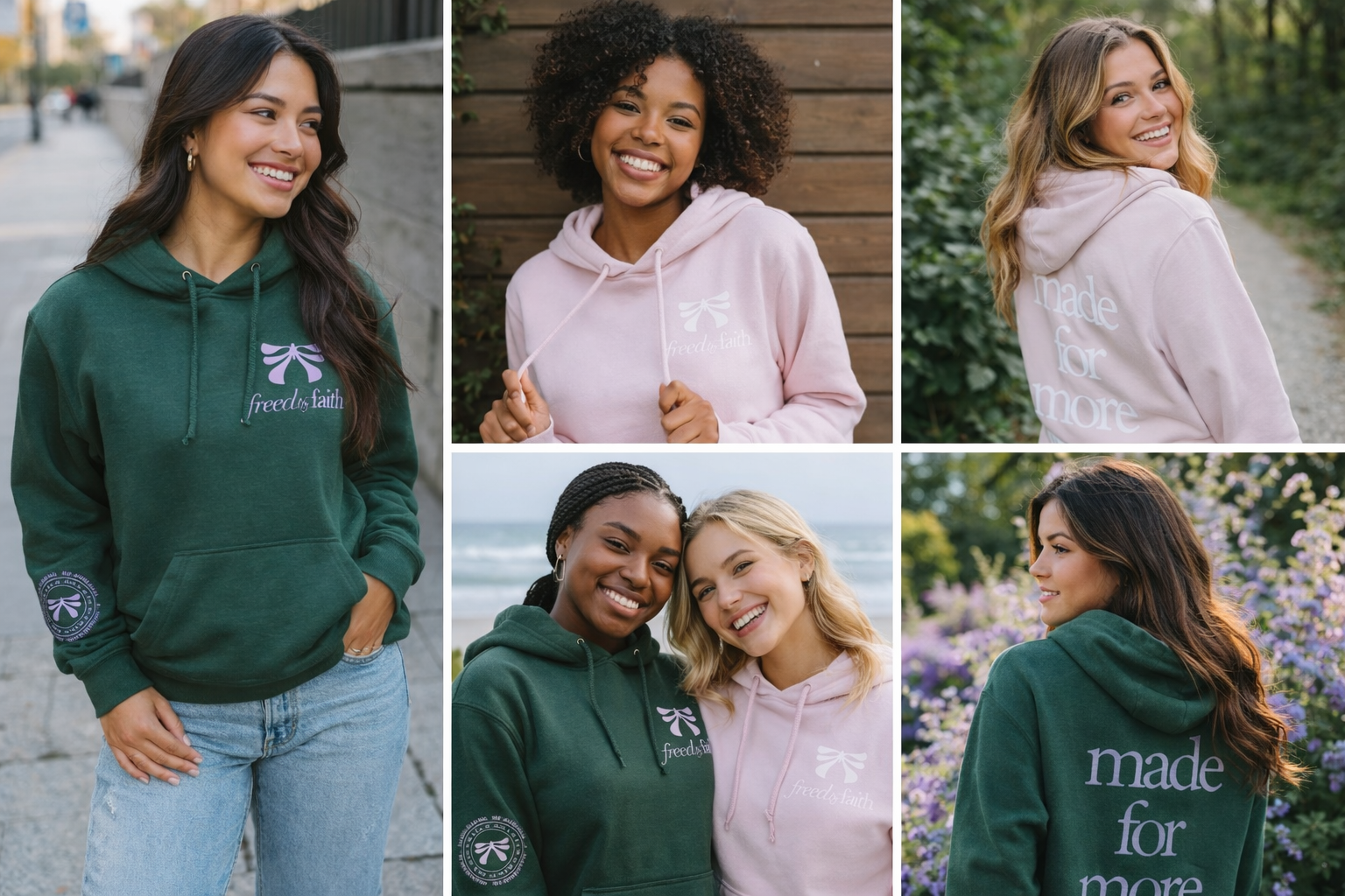 Freed by Faith hoodie collage