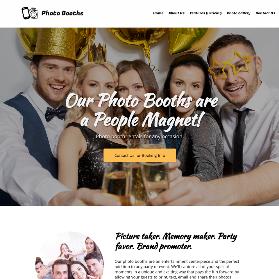 Photo booth website design