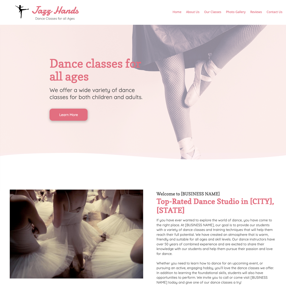 Dance school website design theme