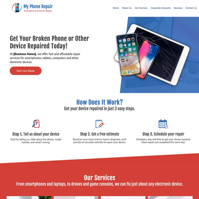 Phone Repair website example