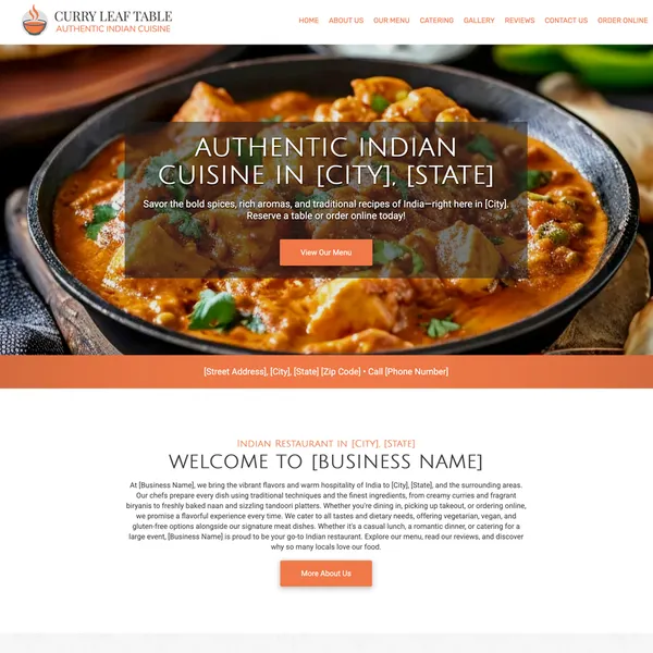 Restaurant website example