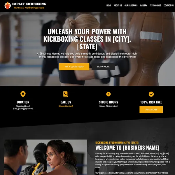 Fitness website example