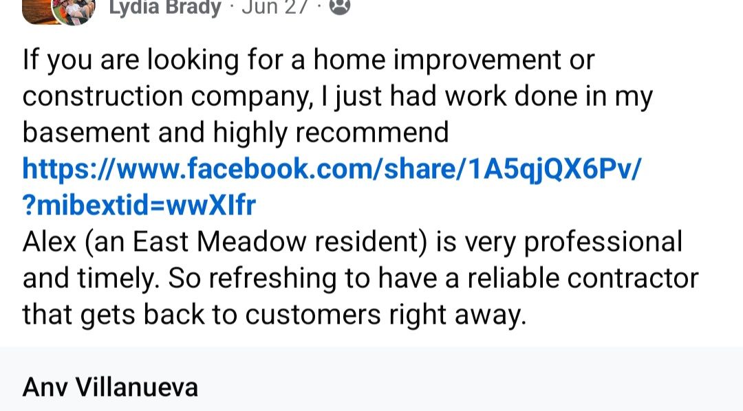 ANV Remodeling client review screenshot