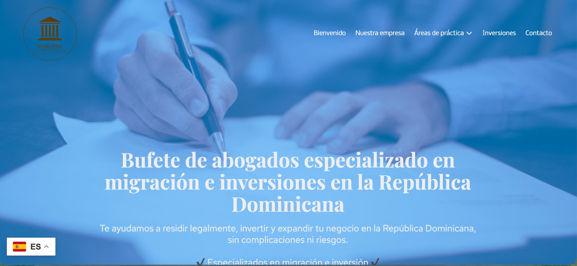 Página web de Seproteg creada por Website12H