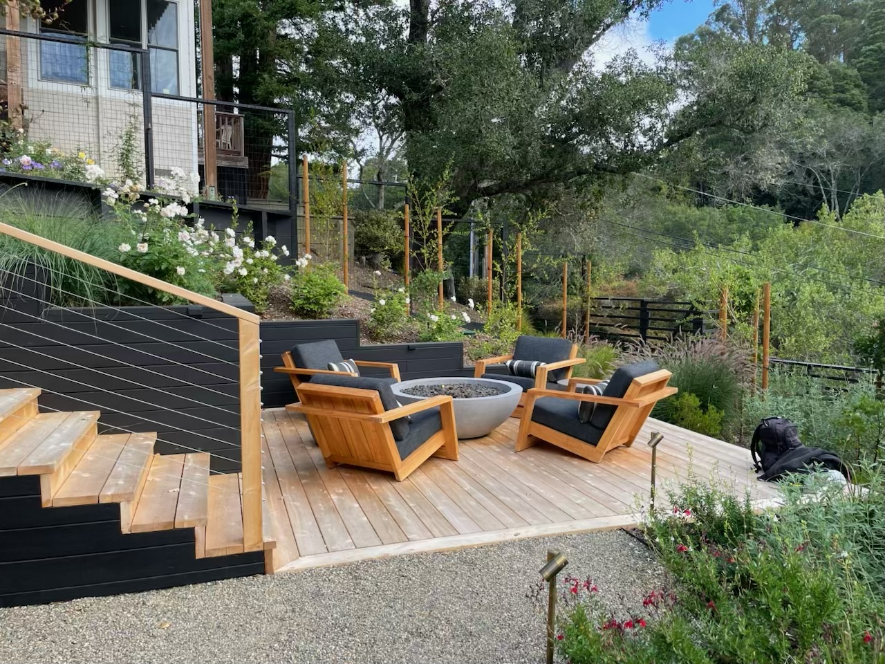 Decking and fencing in outdoor space