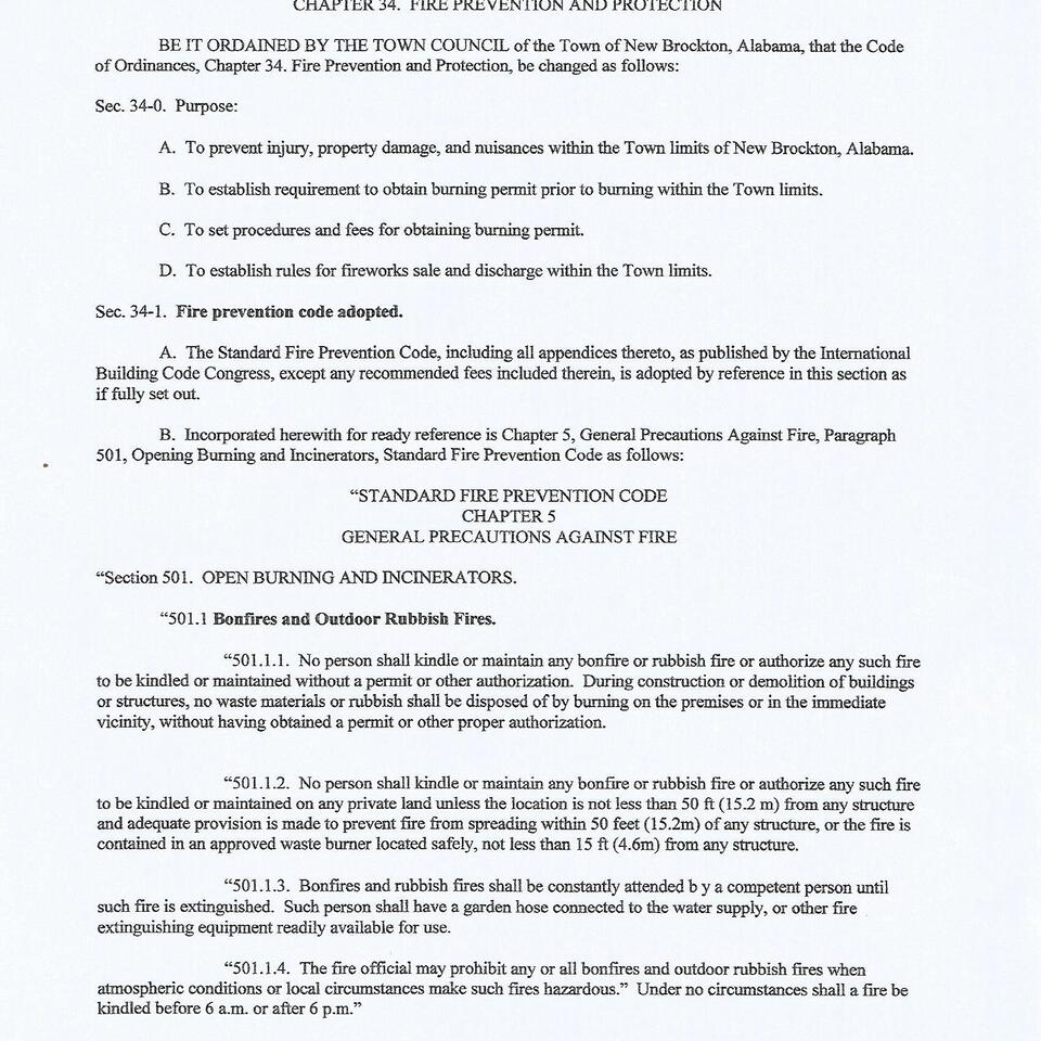 Ordinance number 0 01 fire prevention and protection page 1