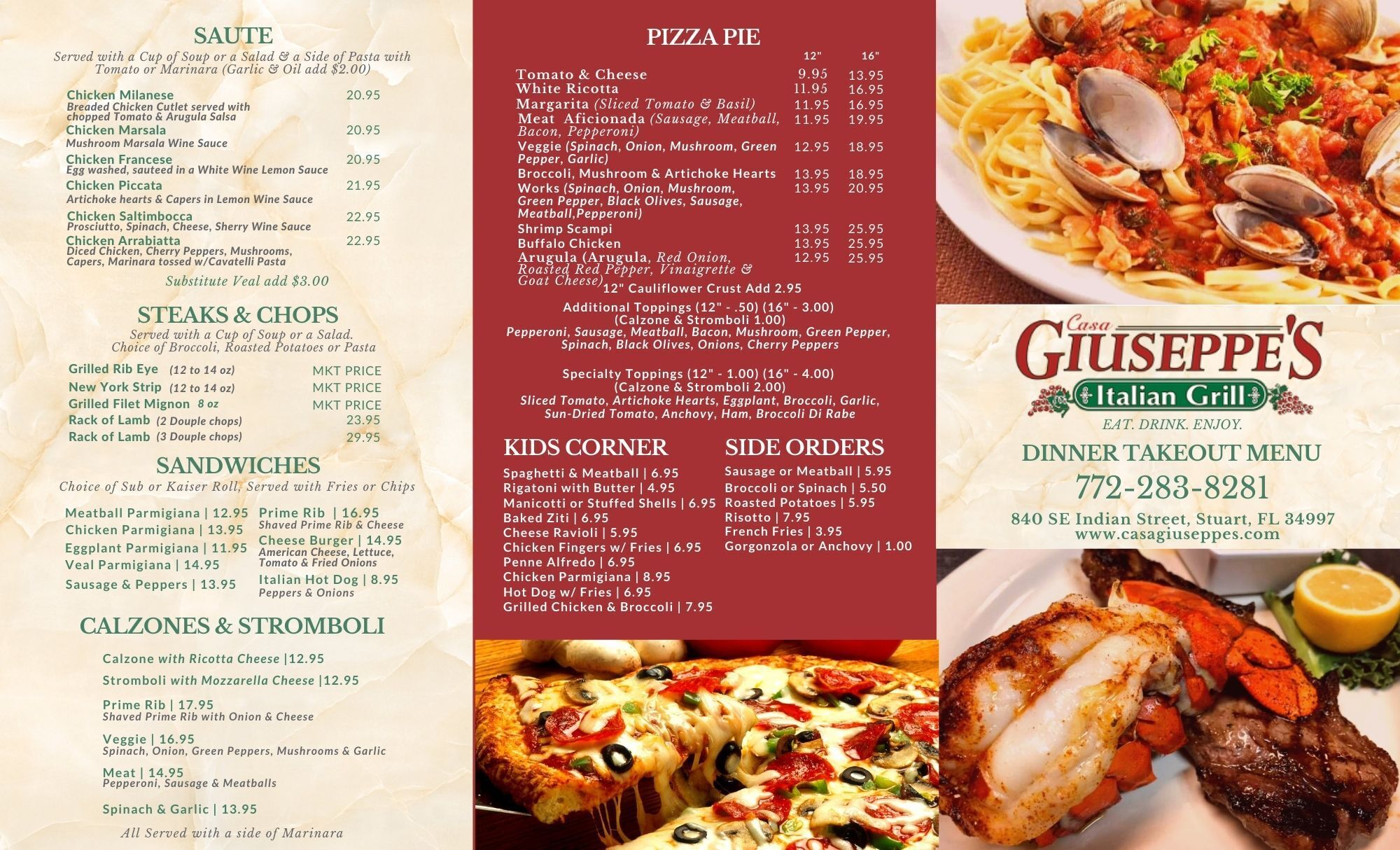 Takeout Food Italian Restaurant Stuart, FL Casa Giuseppe's