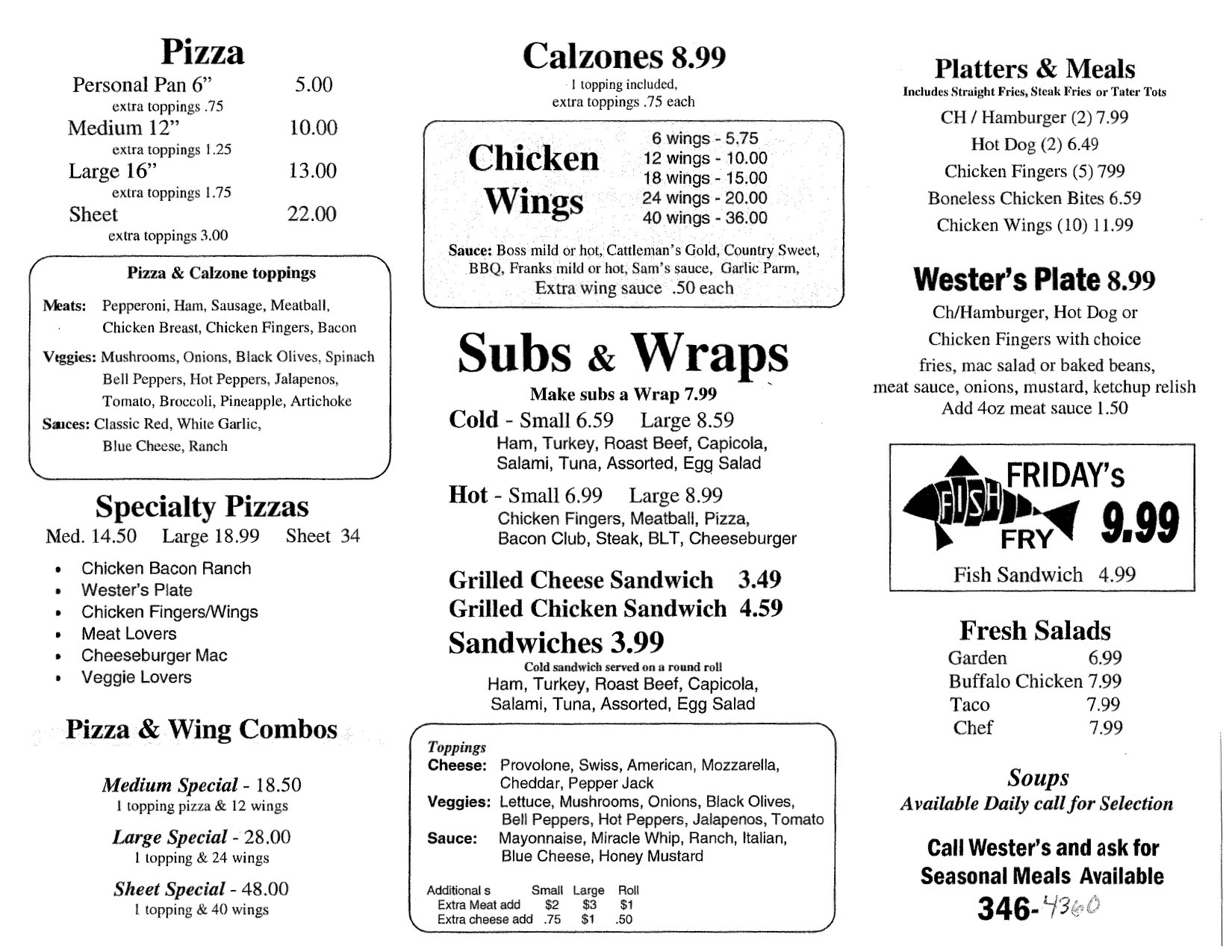 Westers Country Store Pizza, Wings, Subs and More Conesus, NY