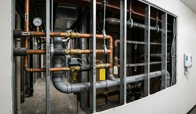 Commercial plumbing service for a business property.