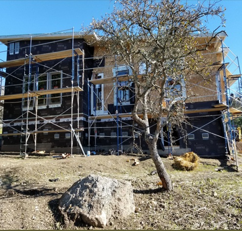Pascale Place Napa exterior wrap and scaffolding stage