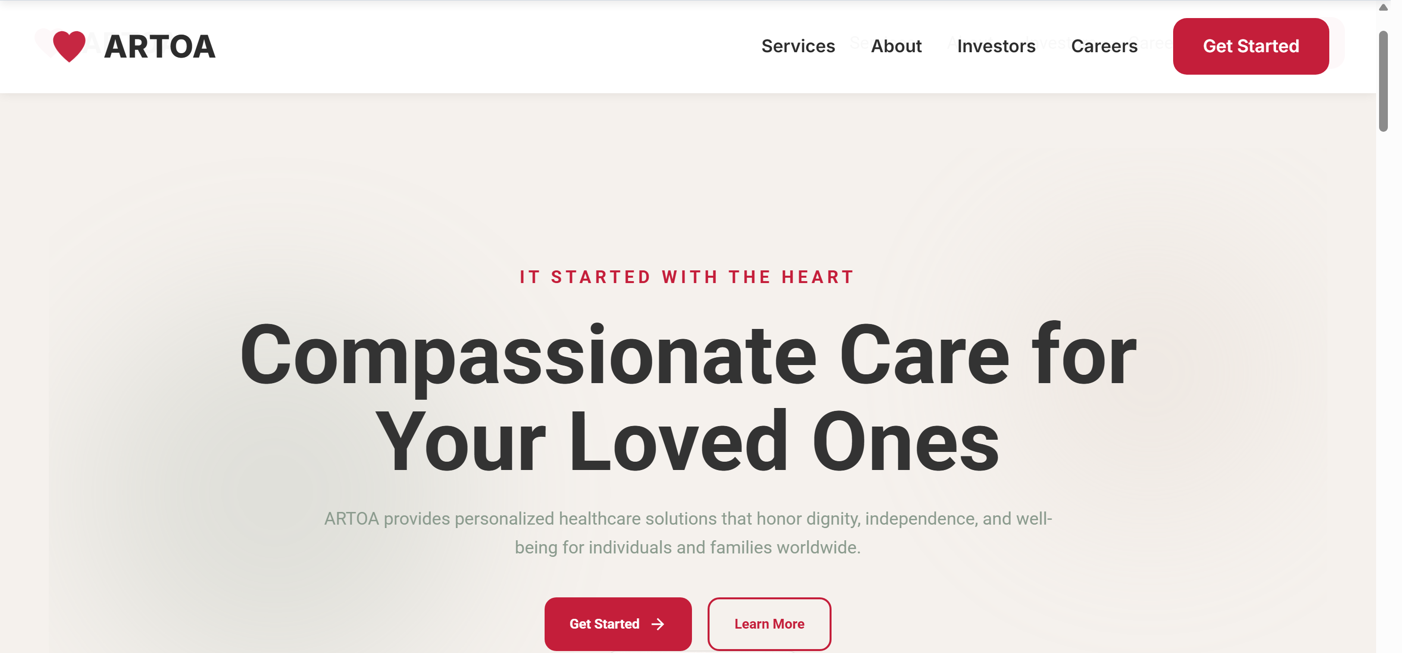 ARTOA website preview