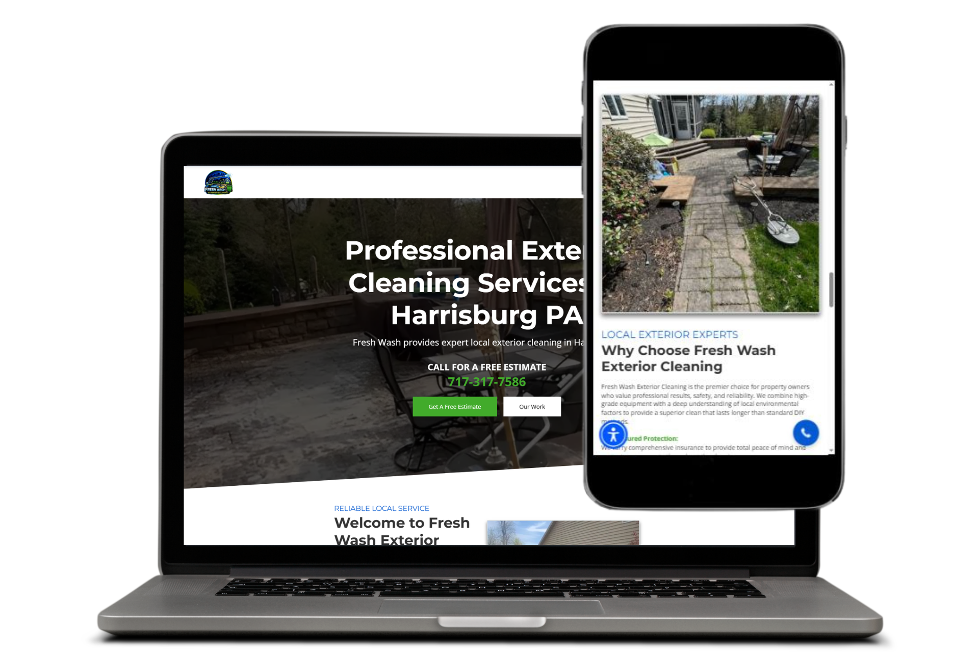 Fresh Wash Exterior Cleaning website built by Cannone Marketing in Harrisburg PA