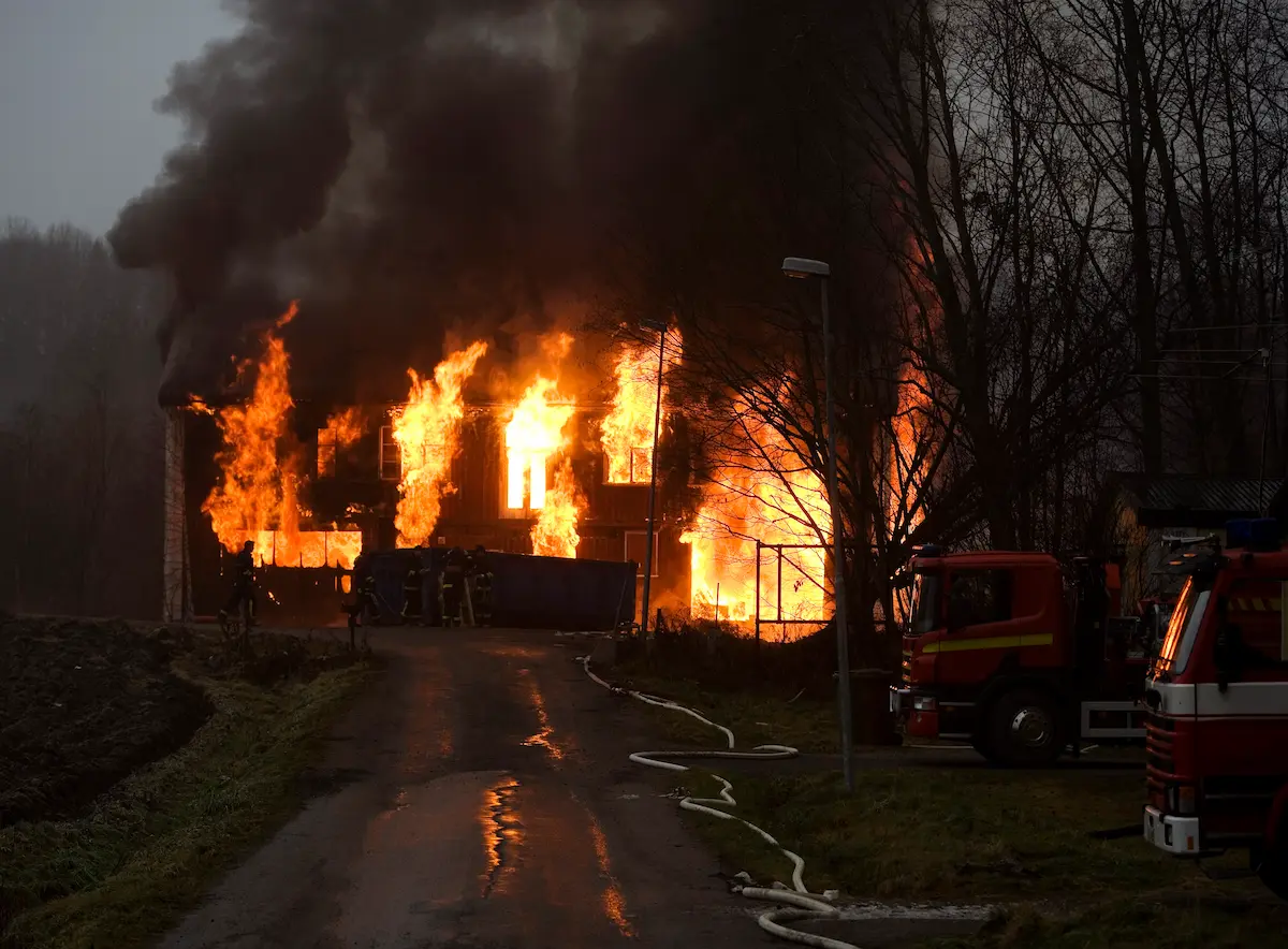 Fire damage to a property representing the high-stakes property loss claims that public adjusters help policyholders navigate