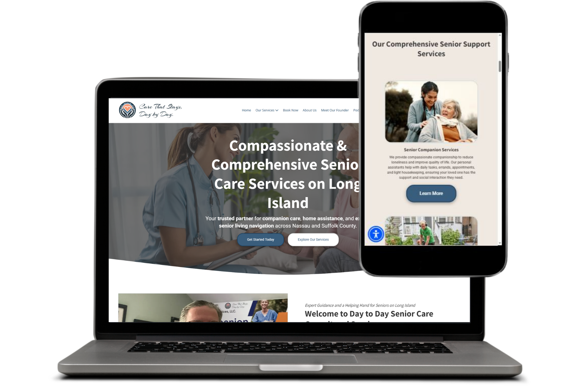 Day to Day Senior Home Care website built by Cannone Marketing on Long Island NY