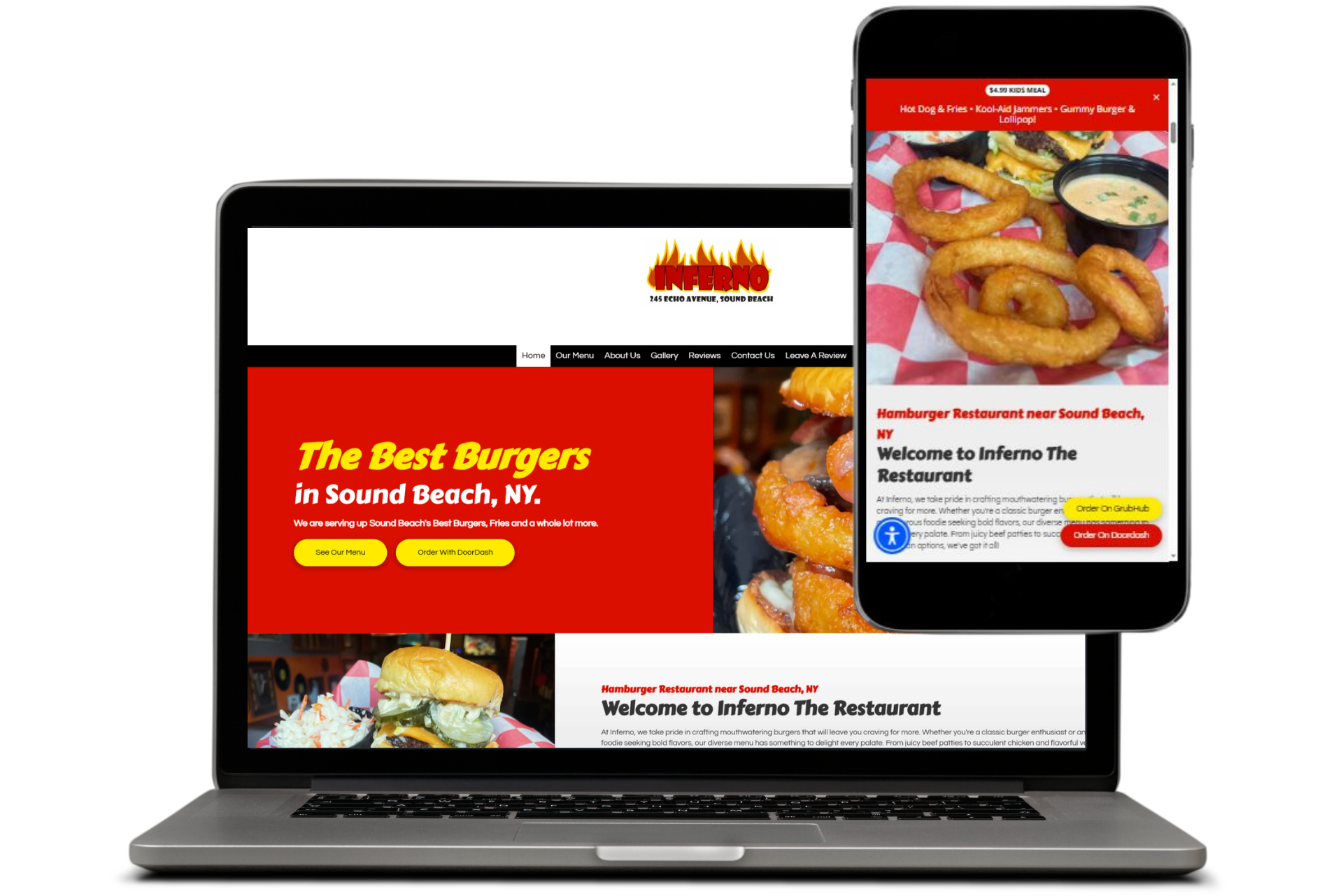 Inferno The Restaurant website built by Cannone Marketing in Sound Beach NY