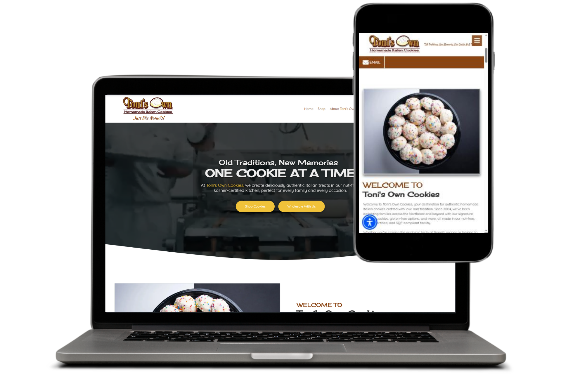 Toni's Own Cookies national bakery website built by Cannone Marketing