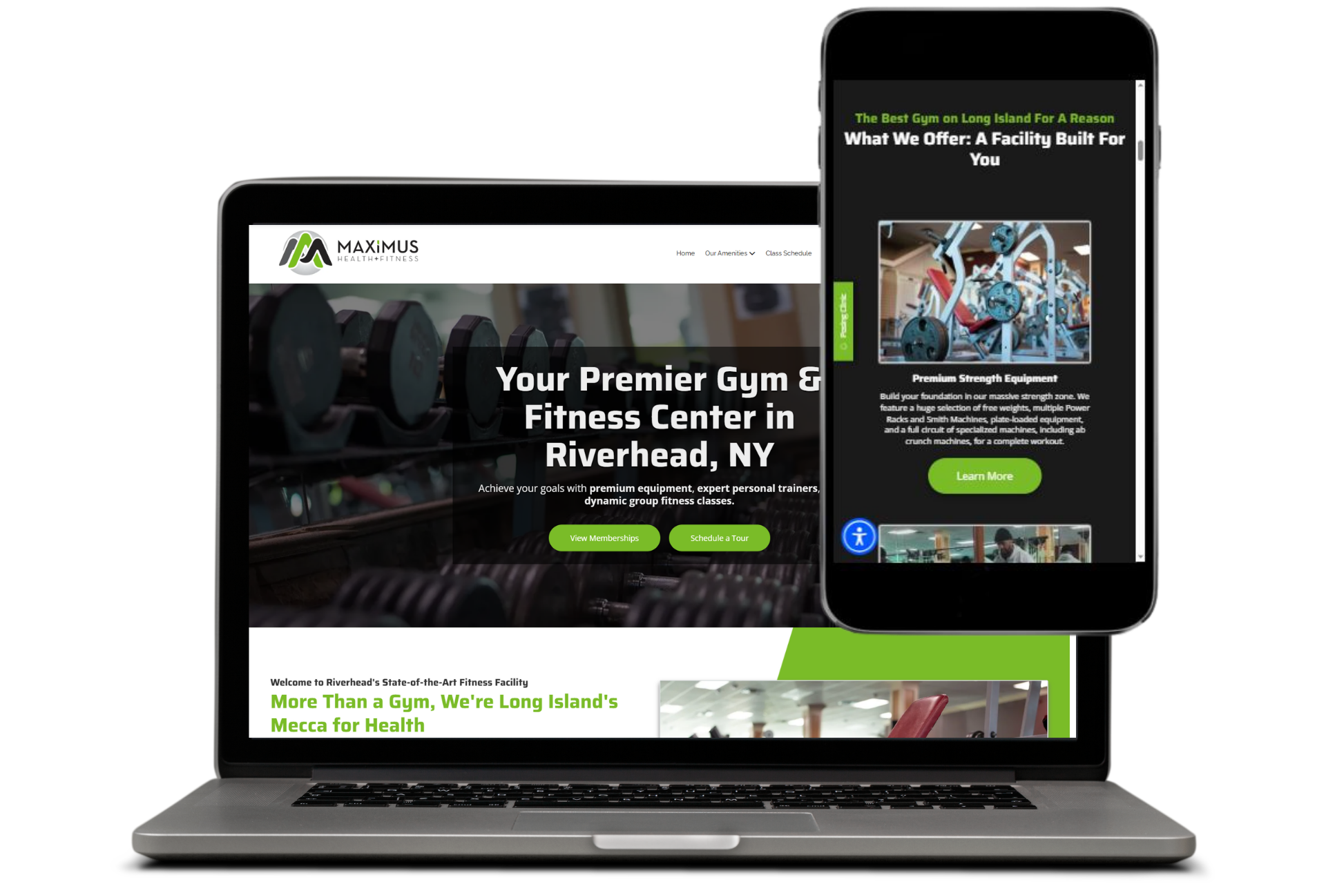 Maximus Health and Fitness gym website built by Cannone Marketing in Riverhead NY