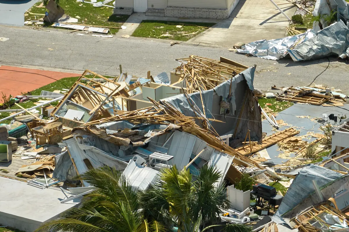 Hurricane-damaged residential home in Florida representing the severe storm and natural disaster property damage that professional property restoration companies respond to and restore for homeowners and property owners
