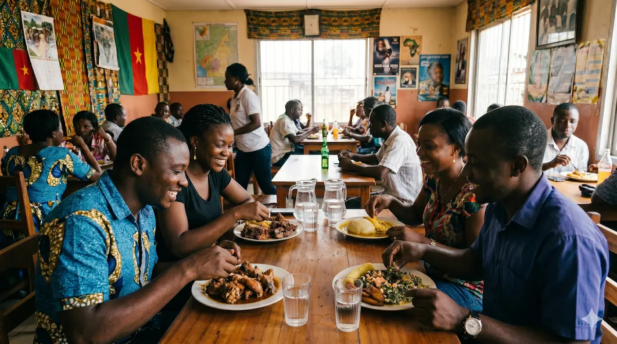 A vibrant and richly spiced African meal representing the bold flavors, cultural depth, and warm hospitality that a great African or Cameroonian restaurant brings to every table