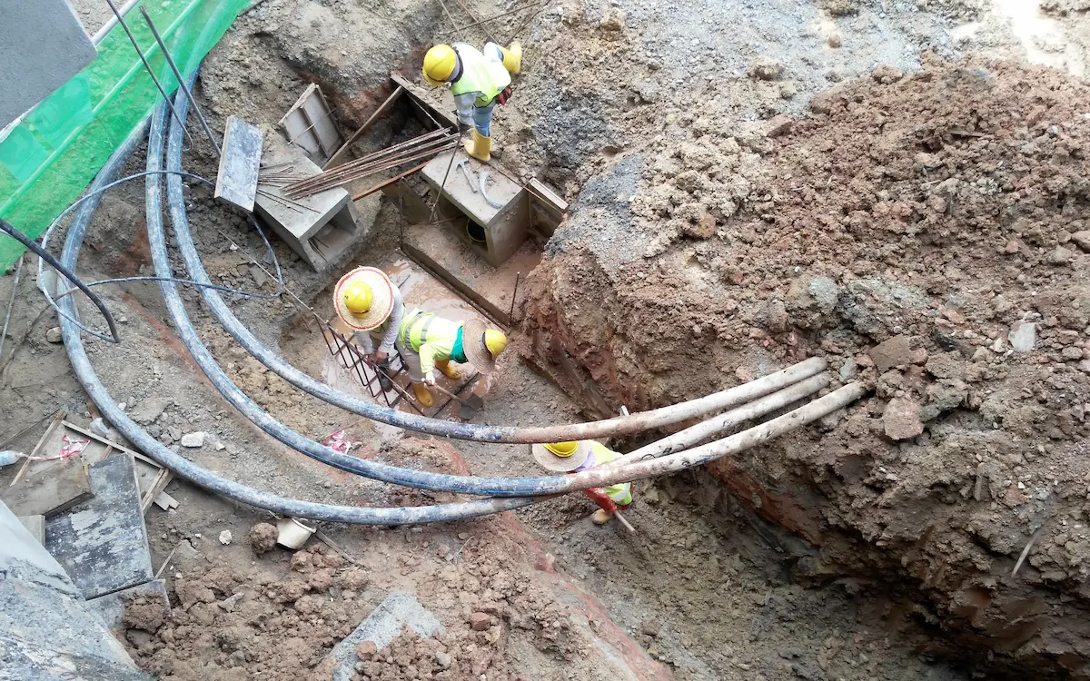 Underground utility and services pipes representing the critical infrastructure installation work that a skilled utilities contractor performs on residential, commercial, and municipal projects
